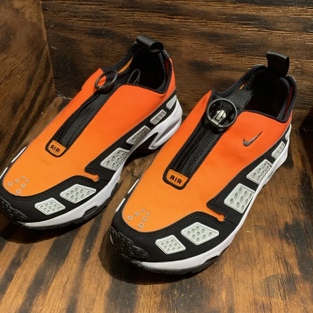 Nike Air Sunder Max Low Top Sneakers Orange Black White Zip Lace HJ8080-600 Sz 6